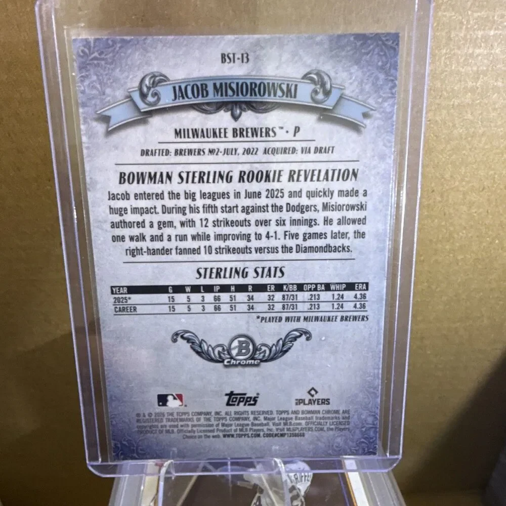 Topps 2025 Bowman Chrome Bowman Sterling Rookie Revelation BSI-13 Misiorowski RC